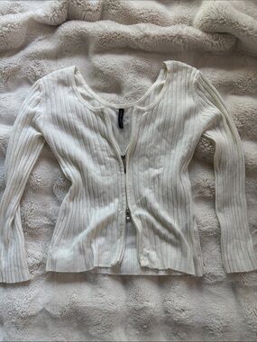 Mariposa Ribbed Zip-Front Top